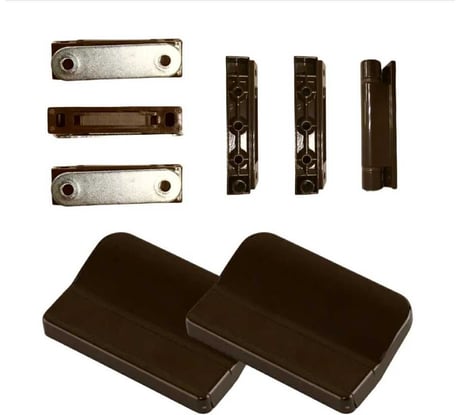 Набор для ремонта антимоскитной сетки 3 защелки магнитные, 3 петли, 2 ручки s32-2 коричневый KOMFORT москитные системы НРМС0021