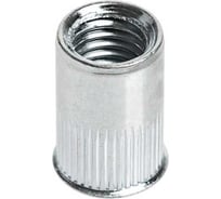 Заклепка-гайка ЦКИ М 8x16.5 мм, плоская, уменьшенная, рифленая, СТ. Ц, под пакет 0.5-3.0 мм, 250 шт. 77508