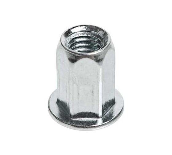 Заклепка-гайка ЦКИ М10x21 мм, плоская, шестигранная, СТ. Ц, под пакет 1.0-3.5 мм, 100 шт. 77556