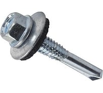 Кровельный саморез КВАДРА 5.5x38 цинк, длинное сверло PT.5, шайба EPDM, кор. 100 шт. 755553850100