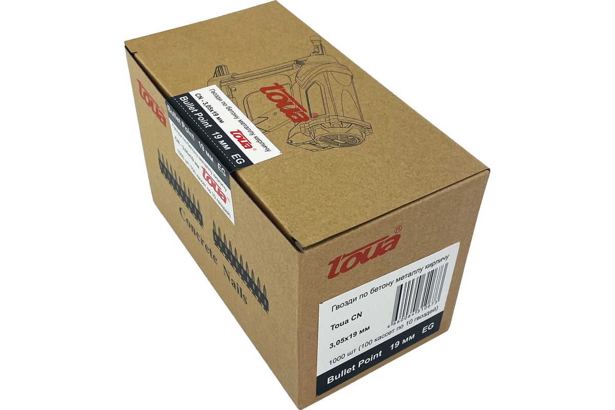 Гвозди по бетону TOUA EG bullet point 3,05х19 мм, 1000 шт. 30519stepEG ...