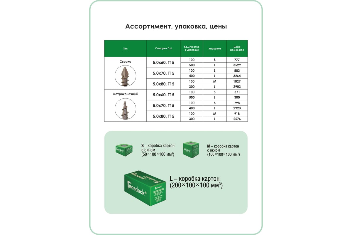 Саморез для террасной доски Гвозdeck потайной, 5,0х80 окрашенный .