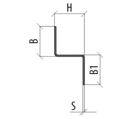 Z-профиль Система КМ 60х40х40х1,5 мм, L2500 мм, INOX304 LO18267 Z60-40-40-1.5-2500 INOX304