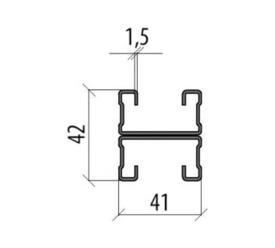 Страт-профиль Система КМ двойной 41x21 L2600 мм, s:1.5 LO30220 2STP41-21-2600
