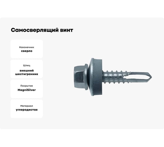 Самосверлящий винт Fasty sd5 c шайбой, 5.5x25 мм, Magnisilver 1000hrs, 250 шт. P15055250AMS