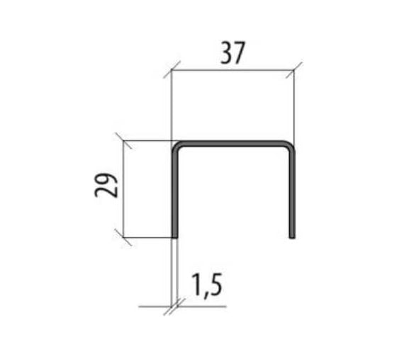 Универсальный профиль Система КМ 36x29x1.5 мм, L1800 мм INOX304 UP1800 INOX304