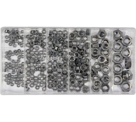Набор стальных нержавеющих гаек YATO 300 шт. (пластиковый кейс) YT-06773