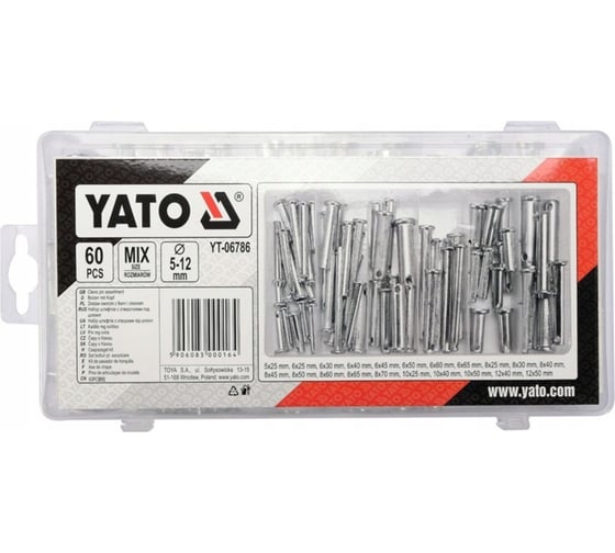 Набор штифтов с отверстиями под шплинт YATO 60 пр. YT-06786