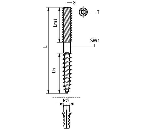 Винт-шуруп Walraven BIS Torx, M8, 200 мм, упаковка 50 шт. 6263820
