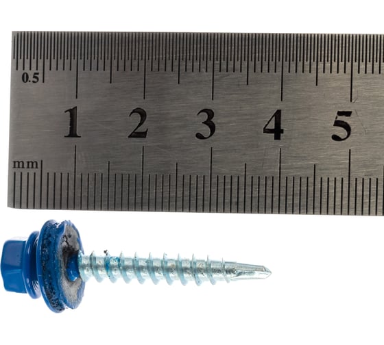 Кровельный саморез, синий Крепежная техника 4,8х35 RAL 5005 250шт 420380 БК
