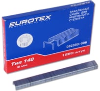 Скоба закаленная ТИП 140 (1250 шт/уп; 6 мм) для мебельного степлера EUROTEX 032333-006