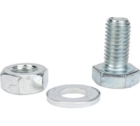 Болт Tech-Krep DIN933 с шестигранной головкой, оцинкованный М10х20 + гайка + шайба 2 шт - пакет 136915