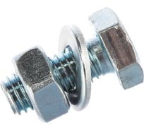 Болт Tech-Krep DIN933 с шестигранной головкой, оцинкованный М10х25 + гайка + шайба 2 шт - пакет 136916