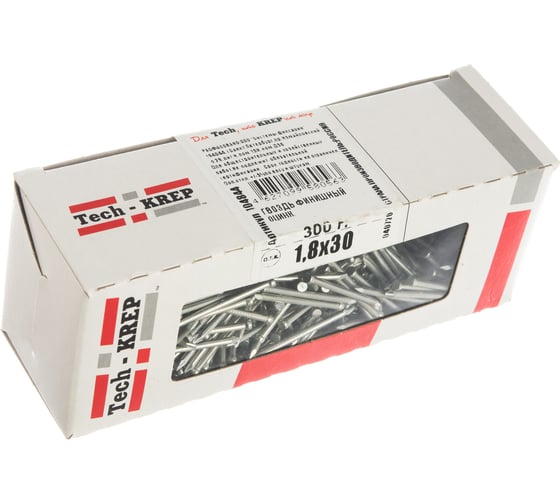 Финишный оцинкованный гвоздь Tech-Krep 1.8х30, 300г (примерно 467 шт.) , коробка 104844