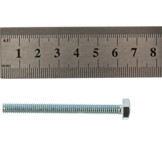 Болт Tech-Krep DIN933 с шестигранной головкой, оцинкованный М6х60 3 шт - пакет 126501