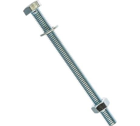 Болт Tech-Krep/Zitar DIN933 с шестигранной головкой, оцинкованный М6х80 + гайка + шайба 4 шт - пакет 112721