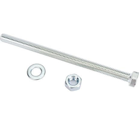 Болт Tech-Krep/Zitar DIN933 с шестигранной головкой, оцинкованный М8х120 + гайка + шайба 2 шт - пакет 136913