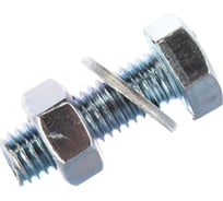 Болт Tech-Krep DIN933 с шестигранной головкой, оцинкованный М8х25 + гайка + шайба 4 шт - пакет 130186