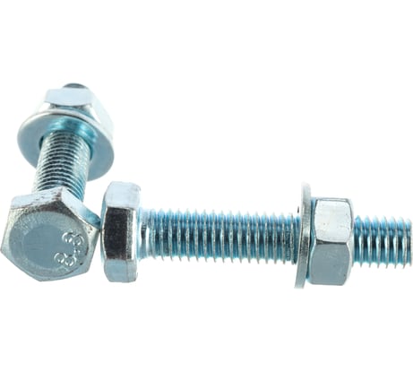 Болт с шестигранной головкой DIN933 оцинкованный М8x40 мм, в комплекте с гайкой и шайбой, 4 шт в пакете Zitar 112723