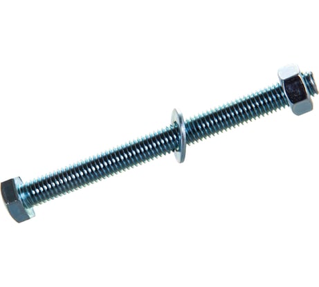 Болт Tech-Krep/Zitar DIN933 с шестигранной головкой, оцинкованный М8х90 + гайка + шайба 2 шт - пакет 130189