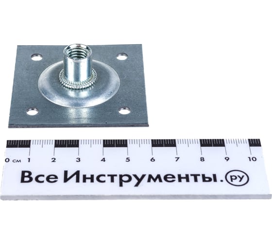Опорная облегченная пластина Tech-Krep 60х60х2,0мм с гайкой М10 оцинкованная - накл. 134463