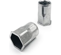 Резьбовая нержавеющая заклепка KREPFIELD шестигранная, с уменьшенным потайным бортиком, М5x14 мм, art 1027, а2, 250 шт. в упаковке 1027ГАЙКАЗАКЛЕПКАМ5Х14-250