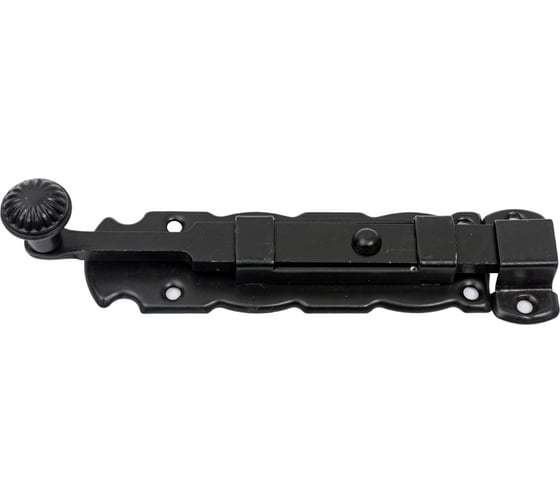 Накладная фигурная задвижка Tech-Krep/Zitar ЗД-110x35 плоский ригель L 150 черный матовый 1 шт. пакет 151906