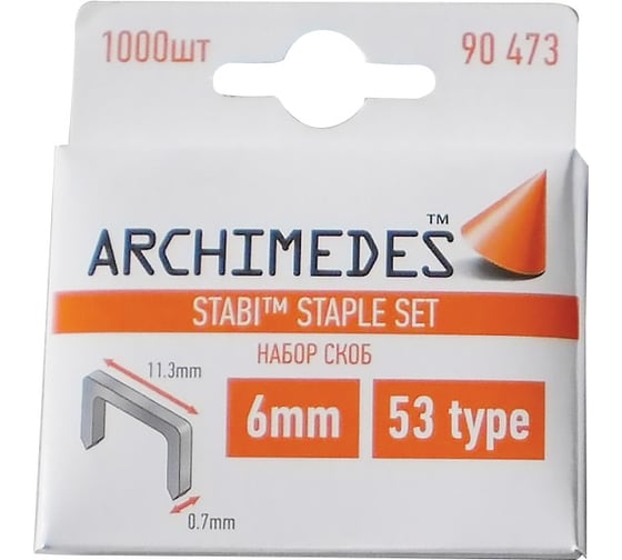 Набор скоб Stabi 6 мм, 1000 шт Archimedes 90473 1