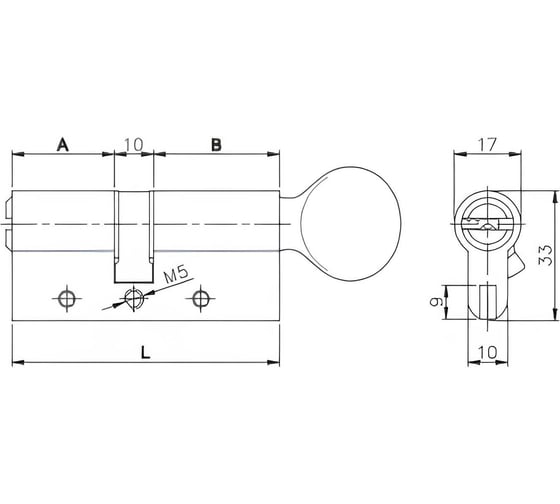 Цилиндровый механизм KALE KILIT 164DBME 40+10+40M: 90mm, NP, 5K, WB, к-в 164DBME0026