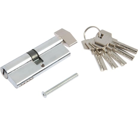 Цилиндровый механизм ТУНДРА 80 мм, с вертушкой, перфорированный ключ, 5 ключей, цвет хром 2921851