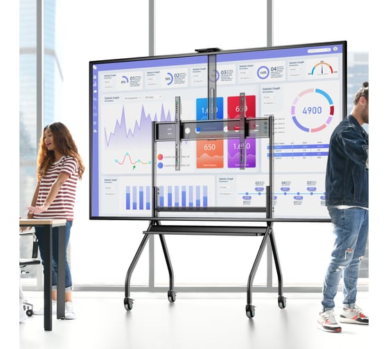 Стойка для телевизора с кронштейном ONKRON 60"-120", мобильная, чёрная TS2080-B