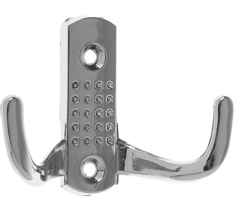 Мебельный крючок ТУНДРА KM202CP двухрожковый, цвет хром 1866169