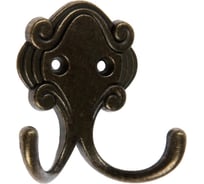 Мебельный крючок ТУНДРА KM205AB двухрожковый, цвет бронза 1866211