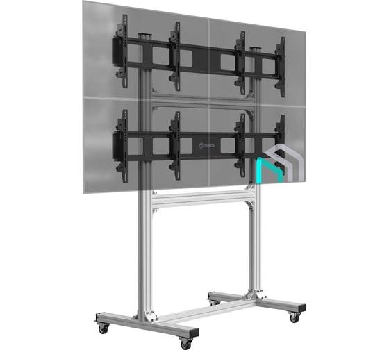 Напольный мобильный стенд для видеостен ONKRON 2x2, 4x40”- 55" серебристый FSPRO2L-22