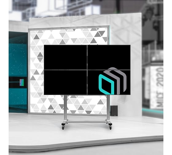 Напольный мобильный стенд для видеостен ONKRON 2x2, 4x40”- 55" серебристый FSPRO2L-22