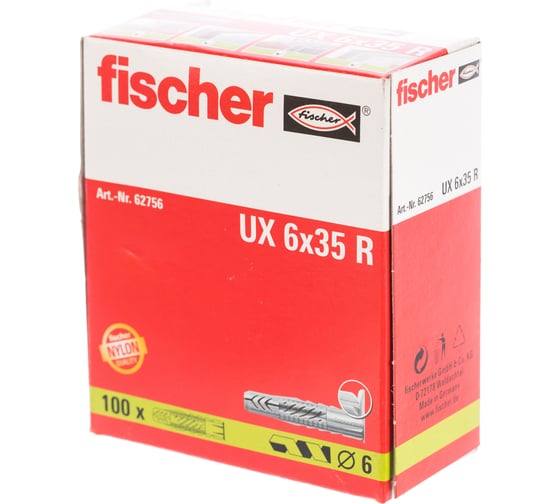 Универсальный дюбель с буртом Fischer UX 6X35 R 62756