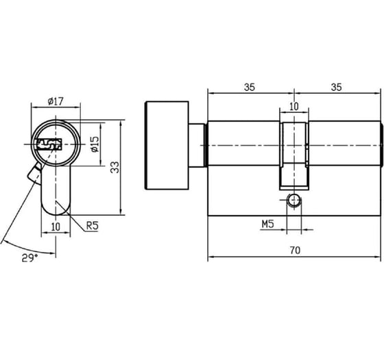 Ключевой цилиндр с заверткой MORELLI 70CK PG 70 мм, цвет - золото 9008943