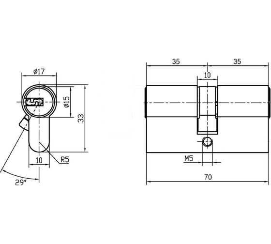 Ключевой цилиндр MORELLI 70C BL (70мм), цвет-черный 9012840