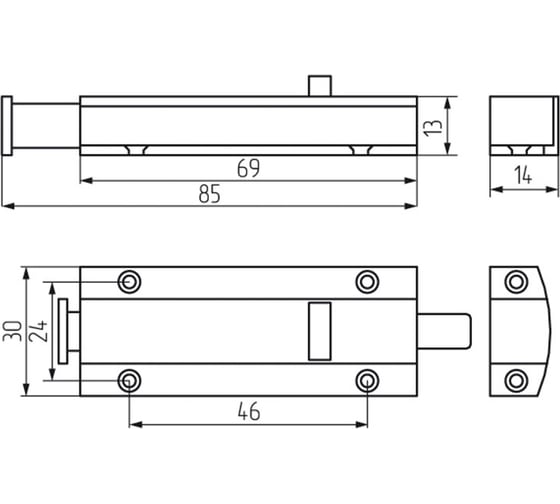Защелка Mebax автомат, золото, большая, 85x30 00-00002686