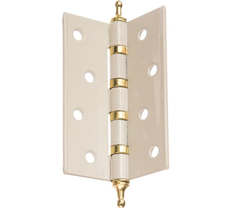 Стальная петля Ренц 100х75х2.5, 4 подшипника, декоративный колпачок, белый/ латунь блестящая, 2 шт. IN100-4BB CH W/PB (2шт)