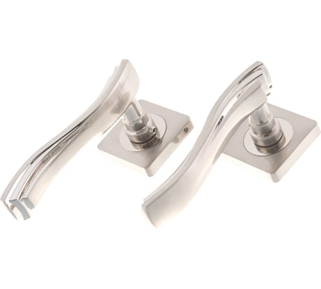 Дверная ручка на квадратной розетке Ренц Джулия, никель матовый/никель блестящий INDH 58-02 SN/NP