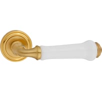 Ручка дверная Ренц "Сиракузы", латунь мат. с белой керамикой INDH 617-16 SG/WH