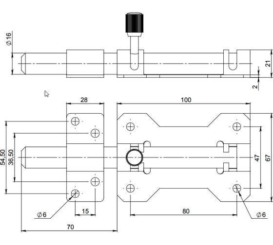 Дверной засов Симеко зщ 039, медь, г.Боровичи l-160мм Д1009
