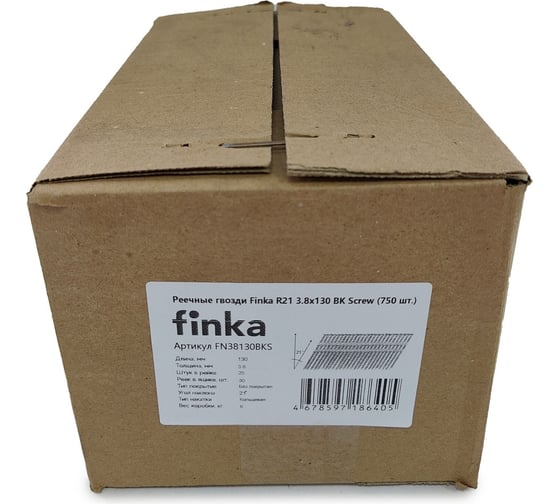 Реечные гвозди Finka R21 3.8x130 BK Screw (750 шт) FNR38130BKS