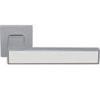 Дверная ручка MORELLI MH-48-S6 SSC/W "Sulla", на квадратной розетке 6 мм, цвет - суперматовый хром/белый 9014421
