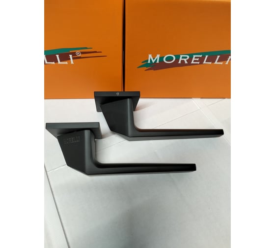 Дверная ручка MORELLI MH-55-S6 BL, "Souk" на квадратной розетке 6 мм, цвет - черный 9014425