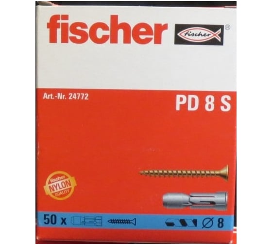Дюбель для ГКЛ Fischer PD8 S 50 шт 24772