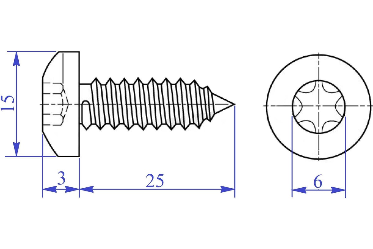 Саморез по дереву Левша с полукруглой головкой 6x25 мм, ТХ30, 14 шт ...