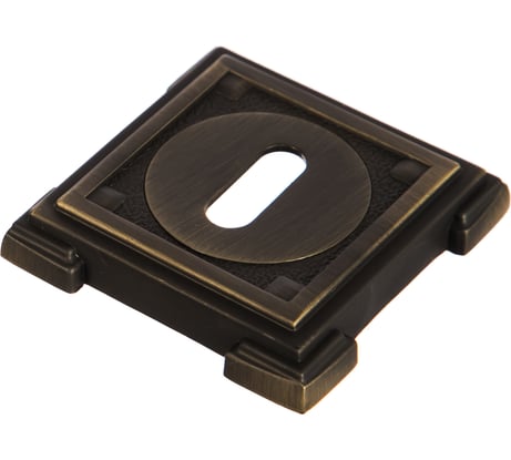 Квадратная декоративная накладка Ренц под сувальдный ключ, бронза античная матовая INOB 19 MAB