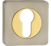 Квадратная накладка Ренц на цилиндр, никель матовый / латунь блестящая INET 02 SN GP